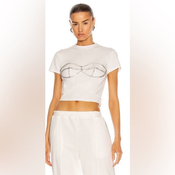 AREA Tops - AREA White crystal bustier T shirt